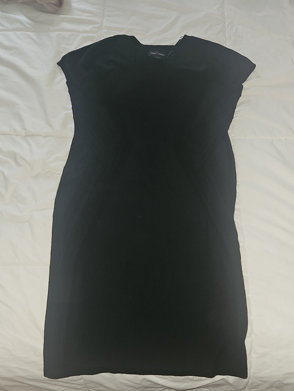 Black Cap-Sleeve Midi Sheath Dress by